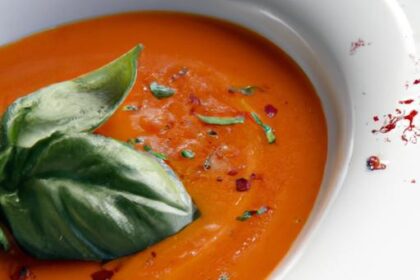 Savory Tomato Basil Soup with a Lush Olive Oil Drizzle