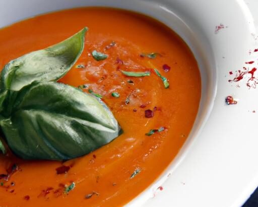 Savory Tomato Basil Soup with a Lush Olive Oil Drizzle