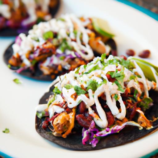 Fiery Black Bean Tacos Topped with Crunchy Cabbage Slaw