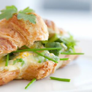 Fluffy Scrambled Egg Croissant with Fresh Chives Delight