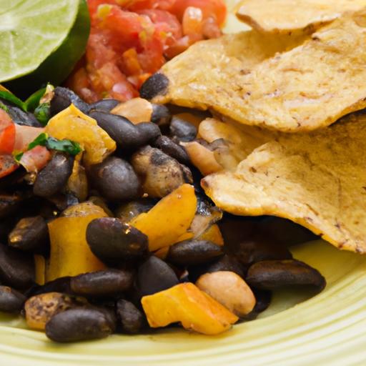Zesty black Bean & Corn Salsa with Crispy Baked Chips
