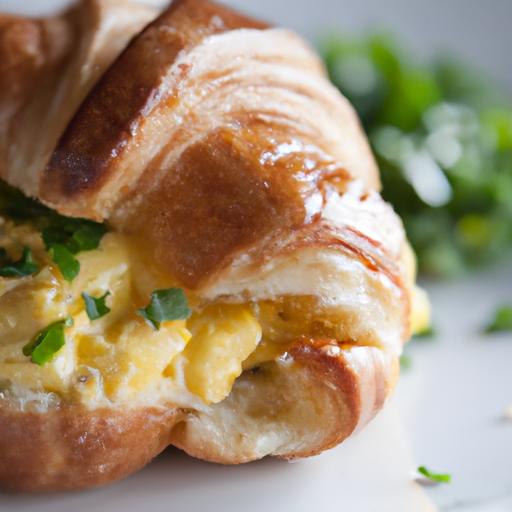 Fluffy Scrambled Egg Croissant with Fresh Chives Delight