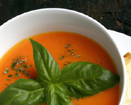 Silky Tomato Basil Soup with a Golden Olive Oil Drizzle