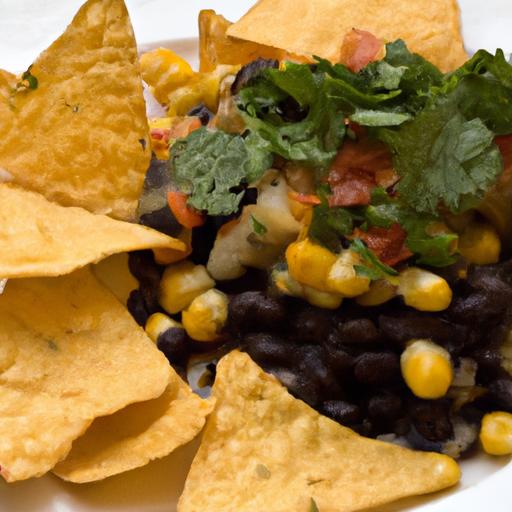 Zesty Black Bean & Corn salsa with Crispy Baked Chips