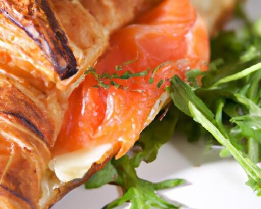 Delightful Croissant with Smoked Salmon and Fresh Dill Flair
