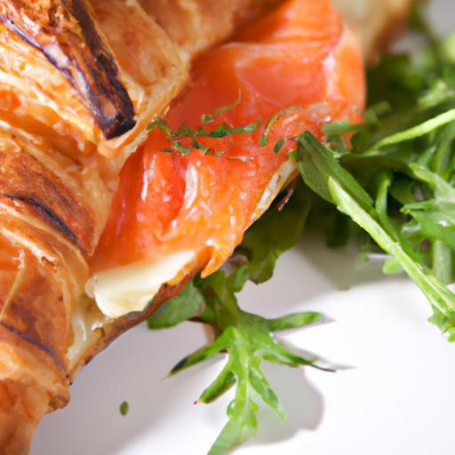 Delightful Croissant with Smoked Salmon and Fresh Dill Flair