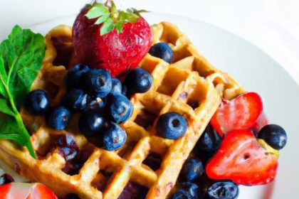 Nutritious Whole Wheat Waffles Topped with Fresh Berries