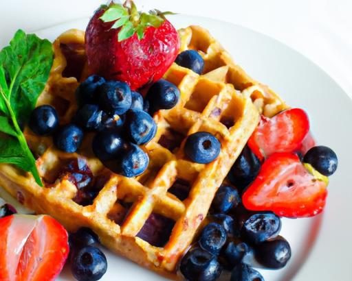 Nutritious Whole Wheat Waffles Topped with Fresh Berries
