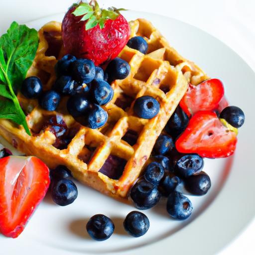Nutritious Whole Wheat Waffles Topped with Fresh Berries