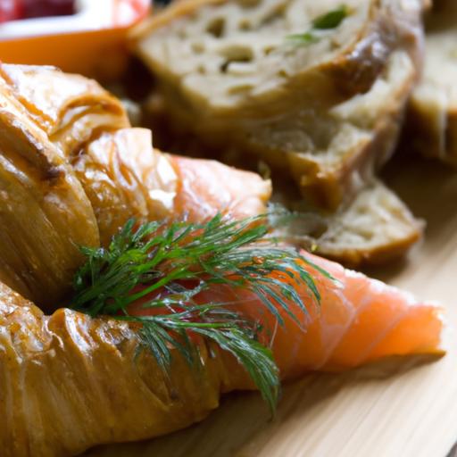 Delightful Croissant with Smoked Salmon and Fresh Dill Flair