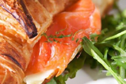 Delightful Croissant with Smoked Salmon and Fresh Dill Flair