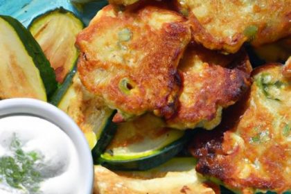 Crispy Zucchini Fritters Served with Creamy Greek Yogurt