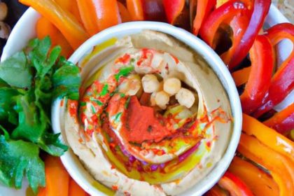 Crunchy Bell Pepper Strips: A Colorful Hummus Delight