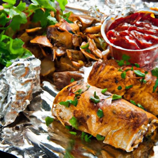 Grilled BBQ Chicken Enchiladas Wrapped in Foil Magic