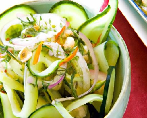 Kamut Salad Delight: Refreshing Cucumber and Olive Mix