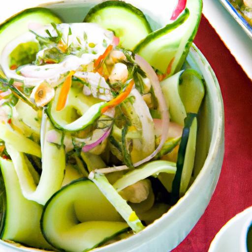 Kamut Salad Delight: Refreshing Cucumber and Olive Mix