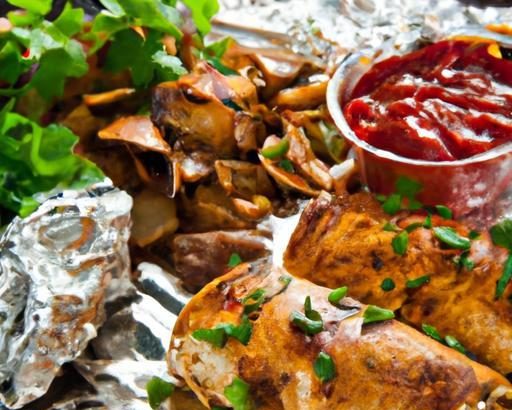 Grilled BBQ Chicken Enchiladas Wrapped in Foil Magic